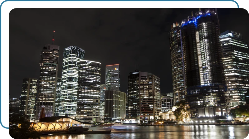 Brisbane night time city scape - business centre